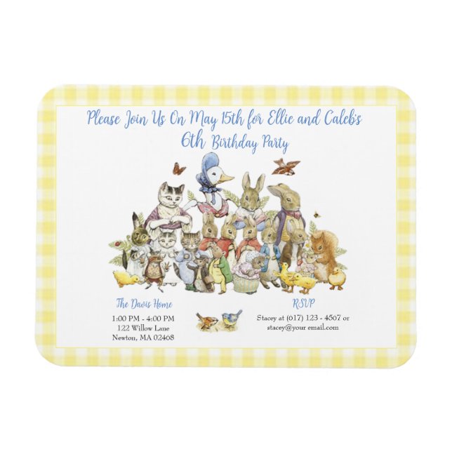 Magnet Flexible Classic Peter le lapin Anniversaire Fête Invitatio (Horizontal)