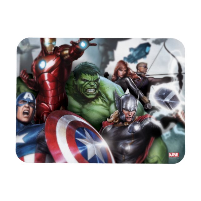 Magnet Flexible Classiques Avengers | Prêt pour le combat Dessin (Horizontal)