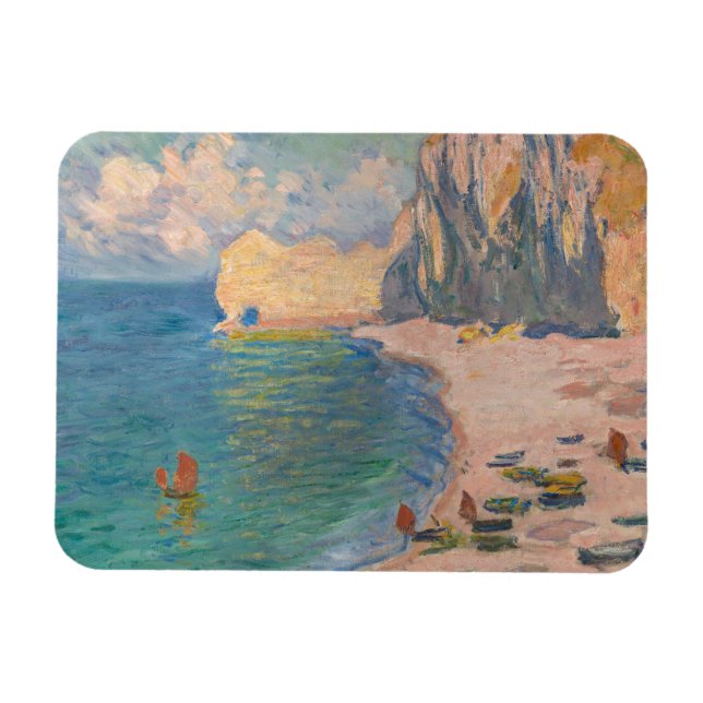 Magnet Flexible Claude Monet - Etretat : Plage et Falaise d'Amont (Horizontal)