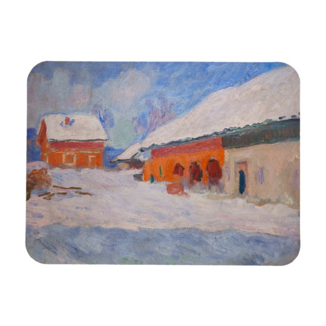 Magnet Flexible Claude Monet - Norvège, Maisons rouges à Bjornegaa (Horizontal)