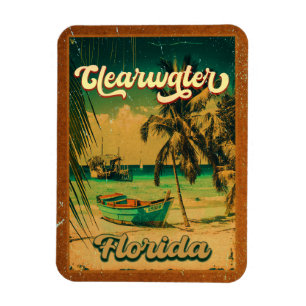 Magnet Flexible Clearwater Beach Floride Palm Tree Souvenirs 60s