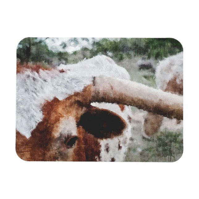 Magnet Flexible Closeup Impressionniste Peint Longhorn (Horizontal)