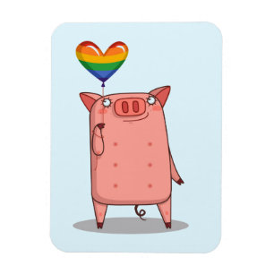 Magnet Flexible Cochon Avec Ballot Arc-En-Ciel