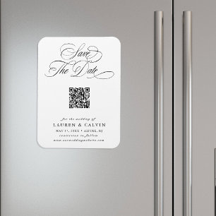 Magnet Flexible Code QR de calligraphie romantique pour mariage, E