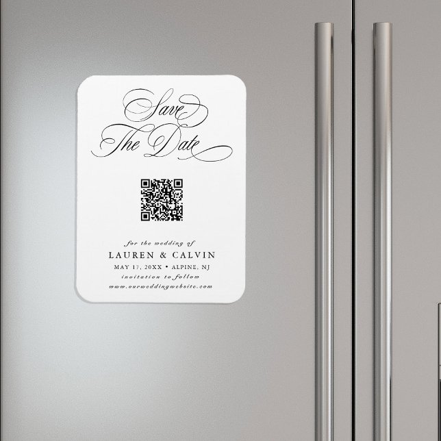 Magnet Flexible Code QR de calligraphie romantique pour mariage, E (Créateur téléchargé)