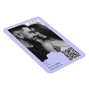Magnet Flexible Code QR de photo de couple Pervenche clair Mariage
