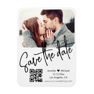 Magnet Flexible code qr moderne photo de mariage blanc enregistrer