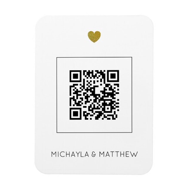 Magnet Flexible Code QR moderne sur la Faire-part de mariage blanc (Vertical)