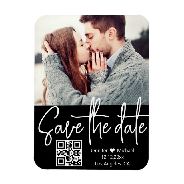 Magnet Flexible code qr noir blanc photo mariage enregistrer la da (Vertical)