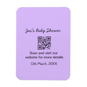 Magnet Flexible Code QR simple pour baby shower avec texte de nom