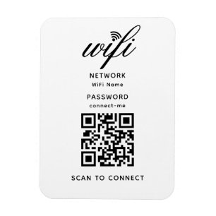 Magnet Flexible Code QR Wifi Mot de passe Internet Blanc Flexible