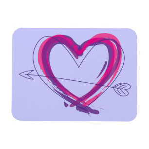 Magnet Flexible Coeur Abstrait en violet et rose
