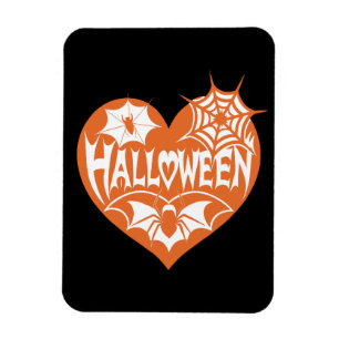 Magnet Flexible Cœur d'Halloween, Forme de cœur orange, Toile d'ar