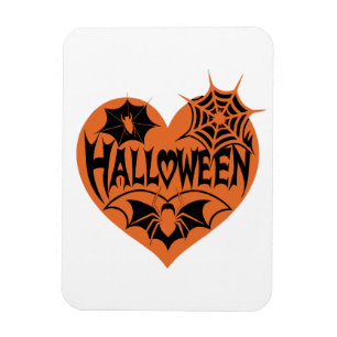 Magnet Flexible Cœur d'Halloween, Forme de cœur orange, Toile d'ar