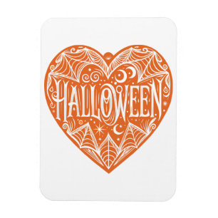 Magnet Flexible Cœur d'Halloween, Forme de cœur orange, Vacances