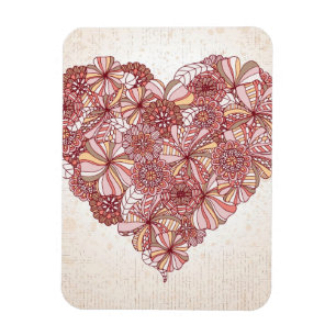 Magnet Flexible Coeur en fleurs dessinées à la main