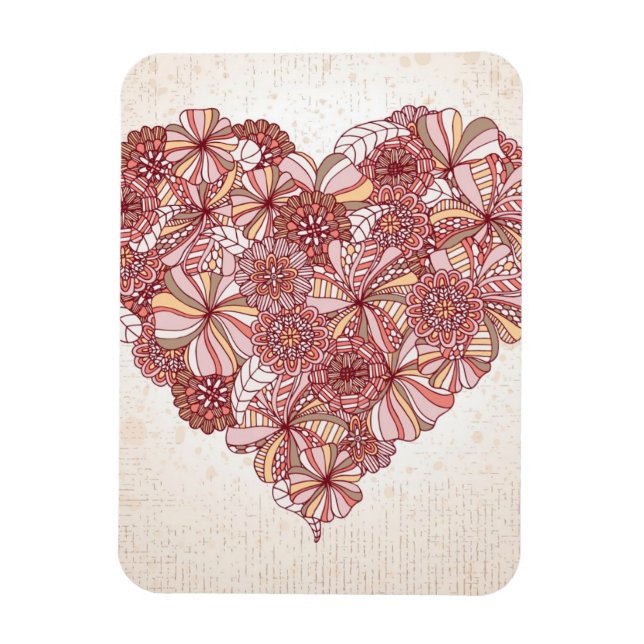 Magnet Flexible Coeur en fleurs dessinées à la main (Vertical)