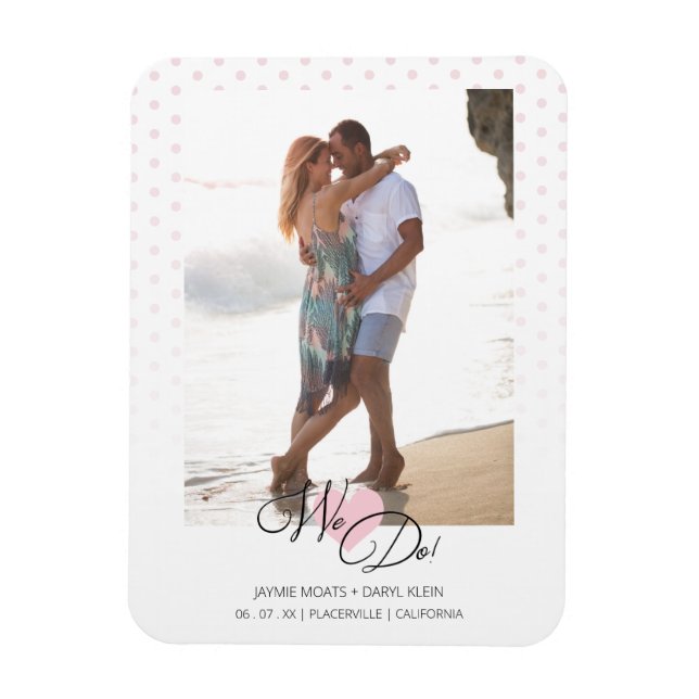 Magnet Flexible Coeur rose Nous Citons Pois Mariage photo (Vertical)