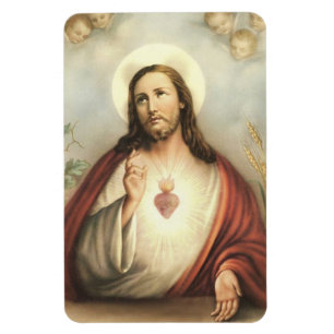 Magnet Flexible Coeur sacré de Jésus w/cherubs Refrigerator/CAR