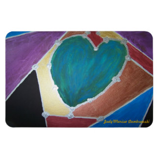 Magnet Flexible Coeur Vert Bleu Avec Thème Mosaïque