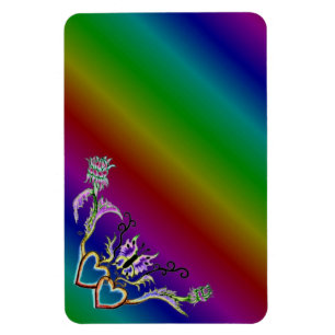 Magnet Flexible Coeurs avec fleurs et papillon en style tatouage