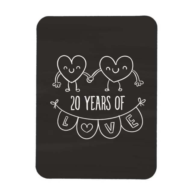 Magnet Flexible Coeurs de calèche-cadeaux du 20e anniversaire (Vertical)
