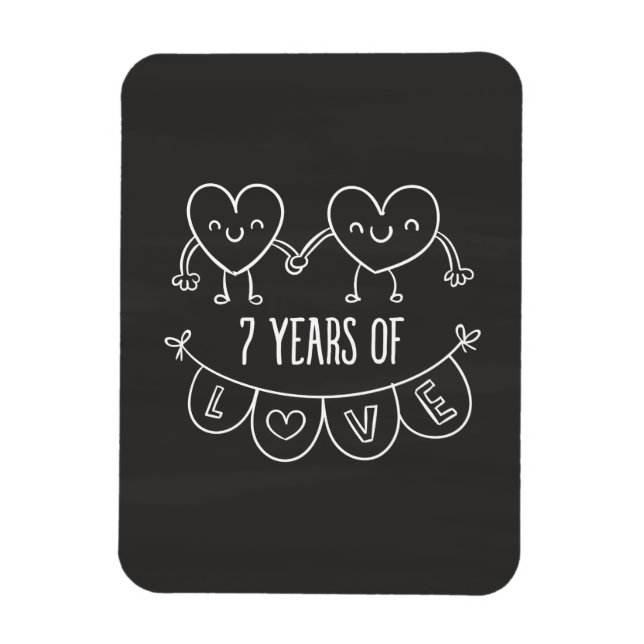 Magnet Flexible Coeurs de calèche-cadeaux du 7e anniversaire (Vertical)