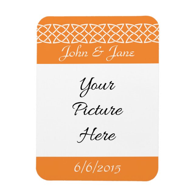 Magnet Flexible Coeurs de tissage celtique en orange savourez l'ai (Vertical)