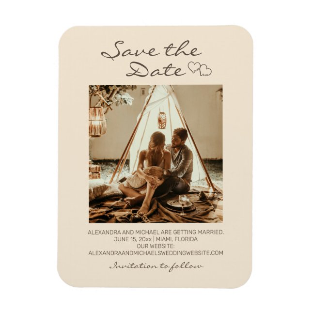 Magnet Flexible Coeurs Mariages boho rustiques (Vertical)