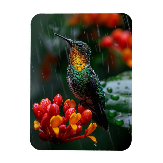 Magnet Flexible Colibri perché sur une fleur vive (Vertical)