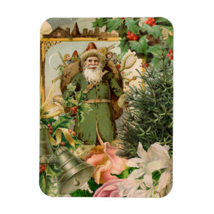 Magnet Flexible Collage de Noël Père Noël vert de l'ancien monde A