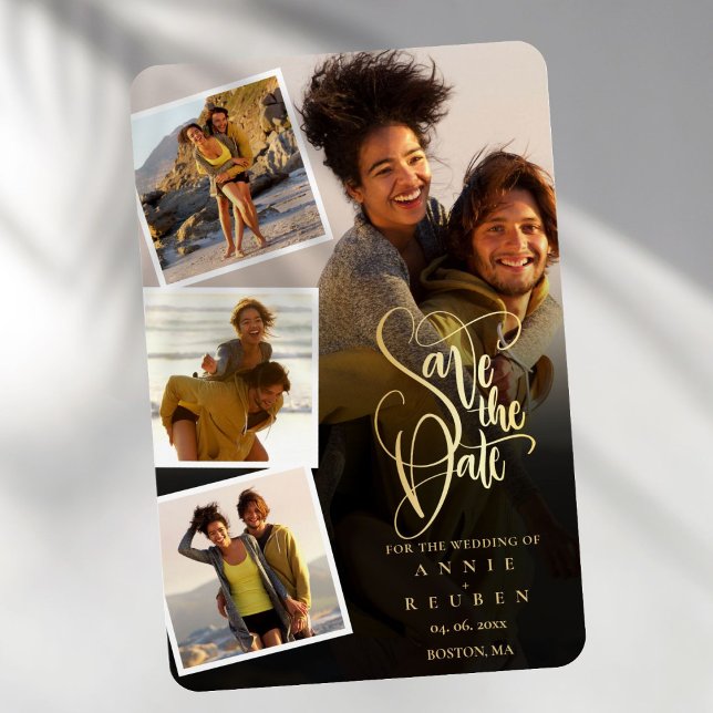 Magnet Flexible Collage de photos de mariage à conserver pour la d (Photo Collage Wedding Save The Date Magnet)