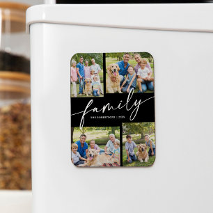 Magnet Flexible Collage de photos moderne Famille Script Souvenir