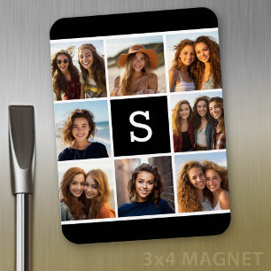 Magnet Flexible Collage de photos noir et blanc Monogramme personn