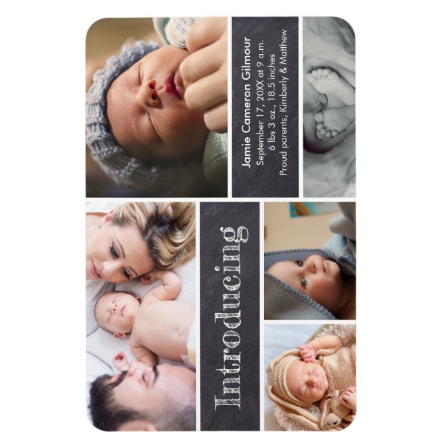 Magnet Flexible Collage photo de bébé Faire-part de naissance Prés (Vertical)