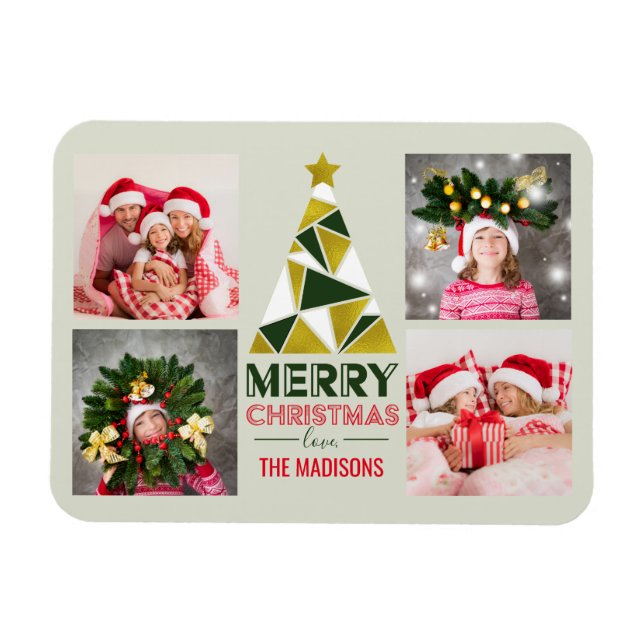Magnet Flexible Collage photo de sapin Abstrait de Noël (Horizontal)