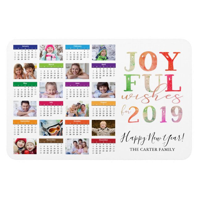 Magnet Flexible Collage photo du calendrier 2019 Bonne année (Horizontal)