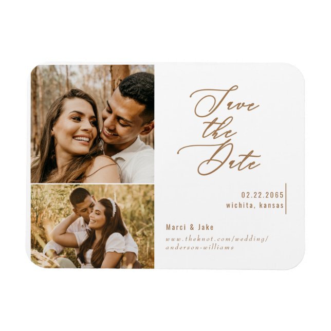 Magnet Flexible Collage Photo Gold Texte Mariage Enregistrer la da (Horizontal)