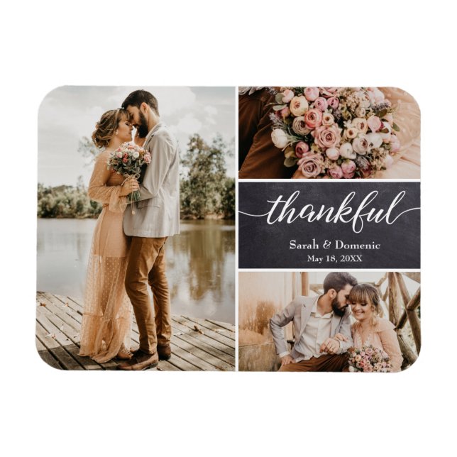 Magnet Flexible Collage photo mariage Merci (Horizontal)
