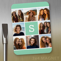 Collage photo Monogramme personnalisé Vert menthe