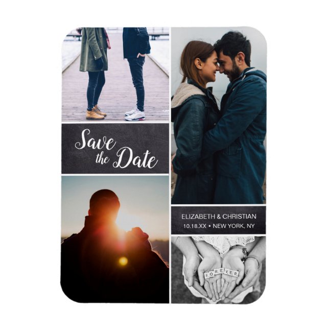 Magnet Flexible Collage photo personnalisable Mariage Enregistrer  (Vertical)