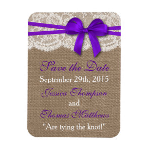 Magnet Flexible Collection de Mariages Rustique pourpre Bow