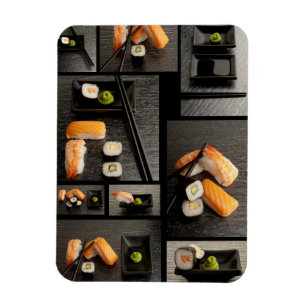 Magnet Flexible Collection de sushis sur arrière - plan noir