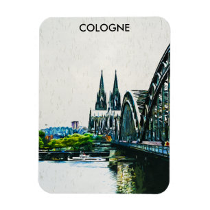 Magnet Flexible Cologne Allemagne Panorama Vue Peinture