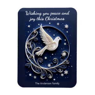 Magnet Flexible Colombe de la Paix Joli Décor en Papier Noël Faux