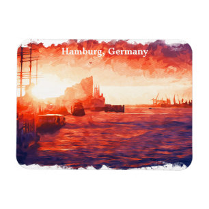 Magnet Flexible Coloré Hambourg Allemagne Port City Voyage