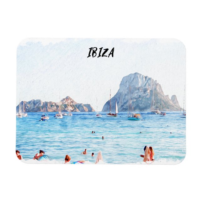 Magnet Flexible Coloré Ibiza Beach Voyage Souvenir (Horizontal)