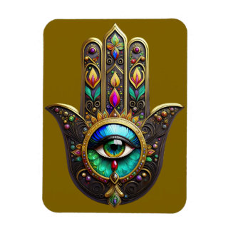 Magnet Flexible Colorful Brown Gold Hamsa Rainbow Color Third Eye