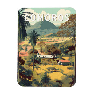 Magnet Flexible Comores Illustration Voyage Art Vintage
