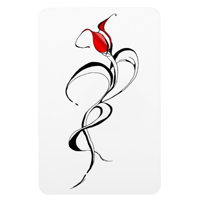 Magnet Flexible Conception de tatouage Tribal Rose Rouge (Vertical)